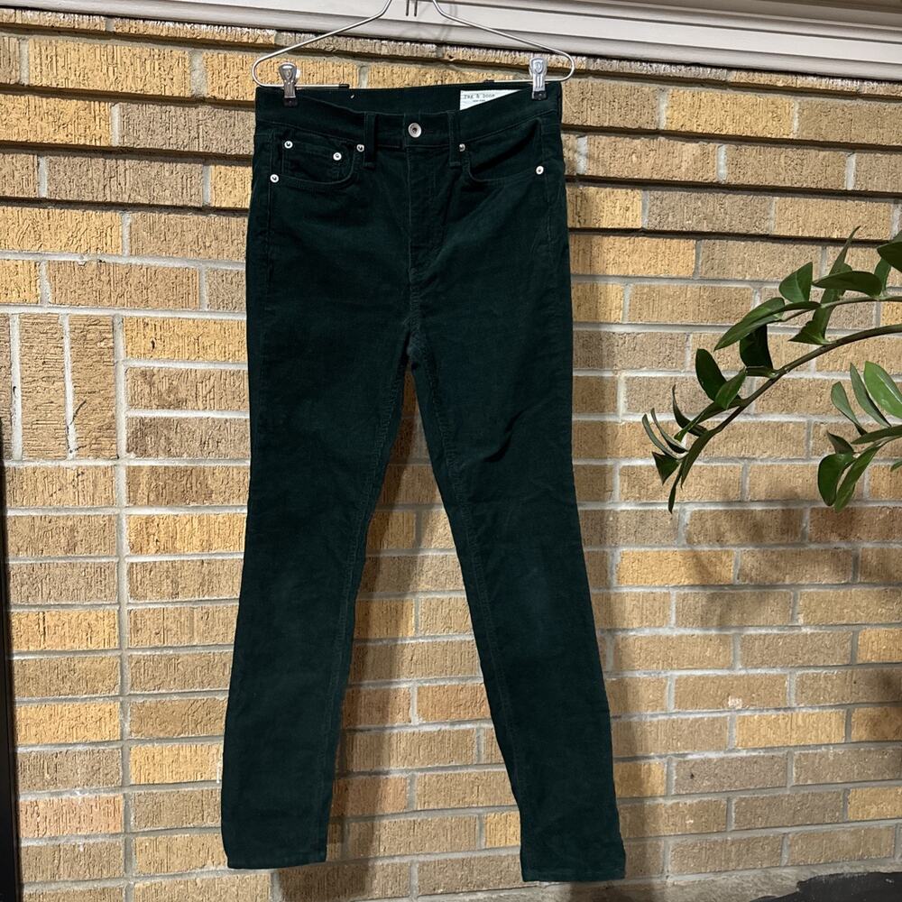 Rag & None Jeans Womens 28 Bottle Green Corduroy Skinny Five Pocket Mid Rise